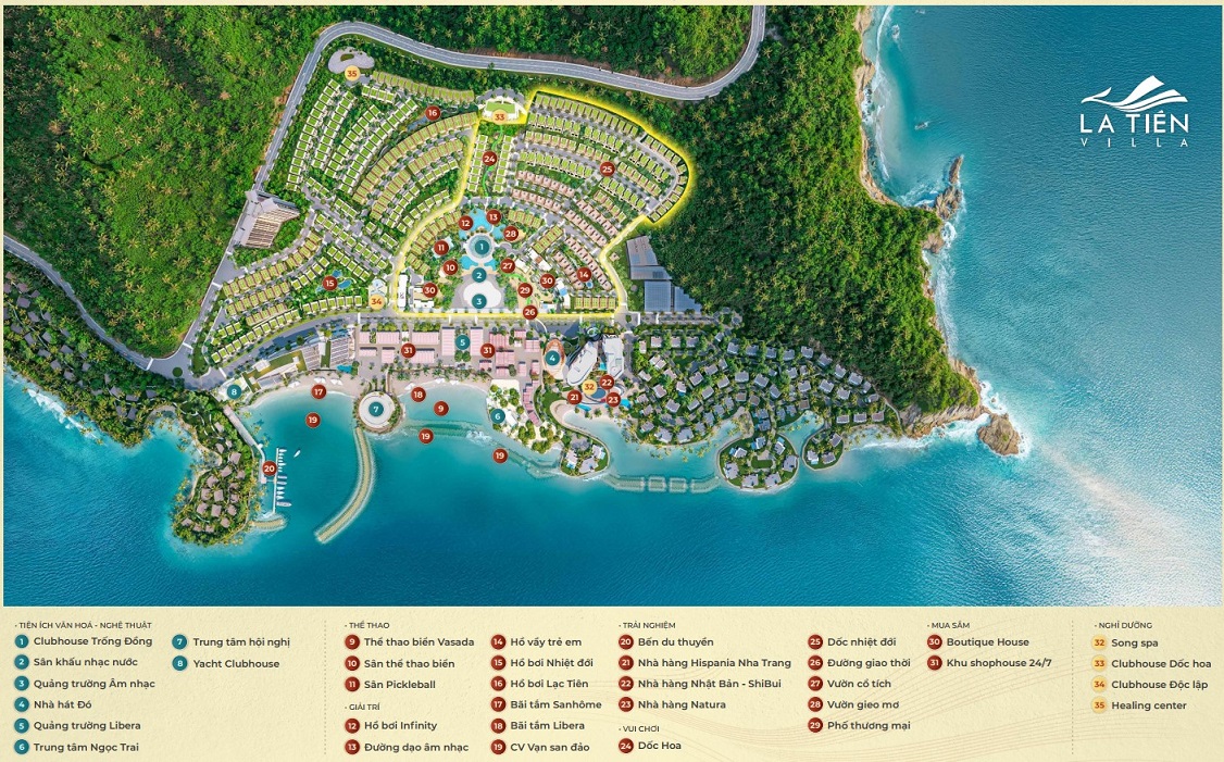 mặt bằng tiện ích la tiên villa nha trang