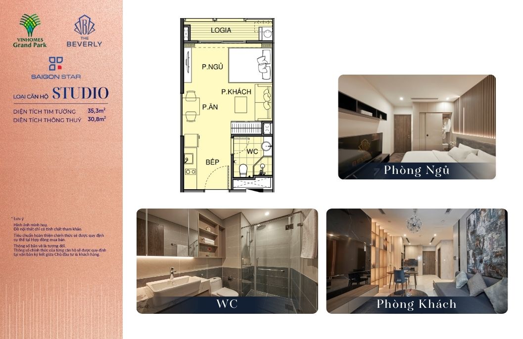 Căn hộ Studio 1PN The Beverly