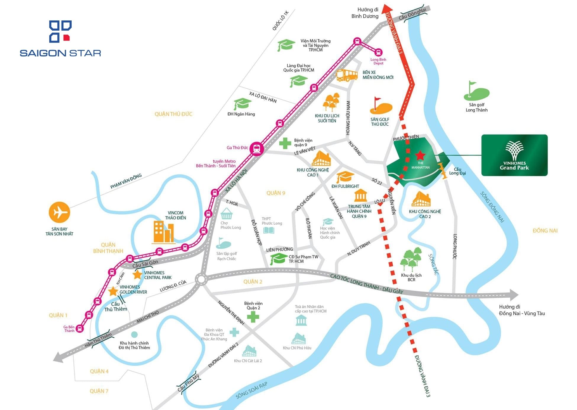 Bản đồ kết nối vị trí Vinhomes Grand Park