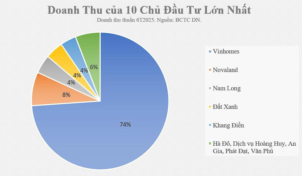 Doanh thu của 10 chủ đầu tư lớn nhất